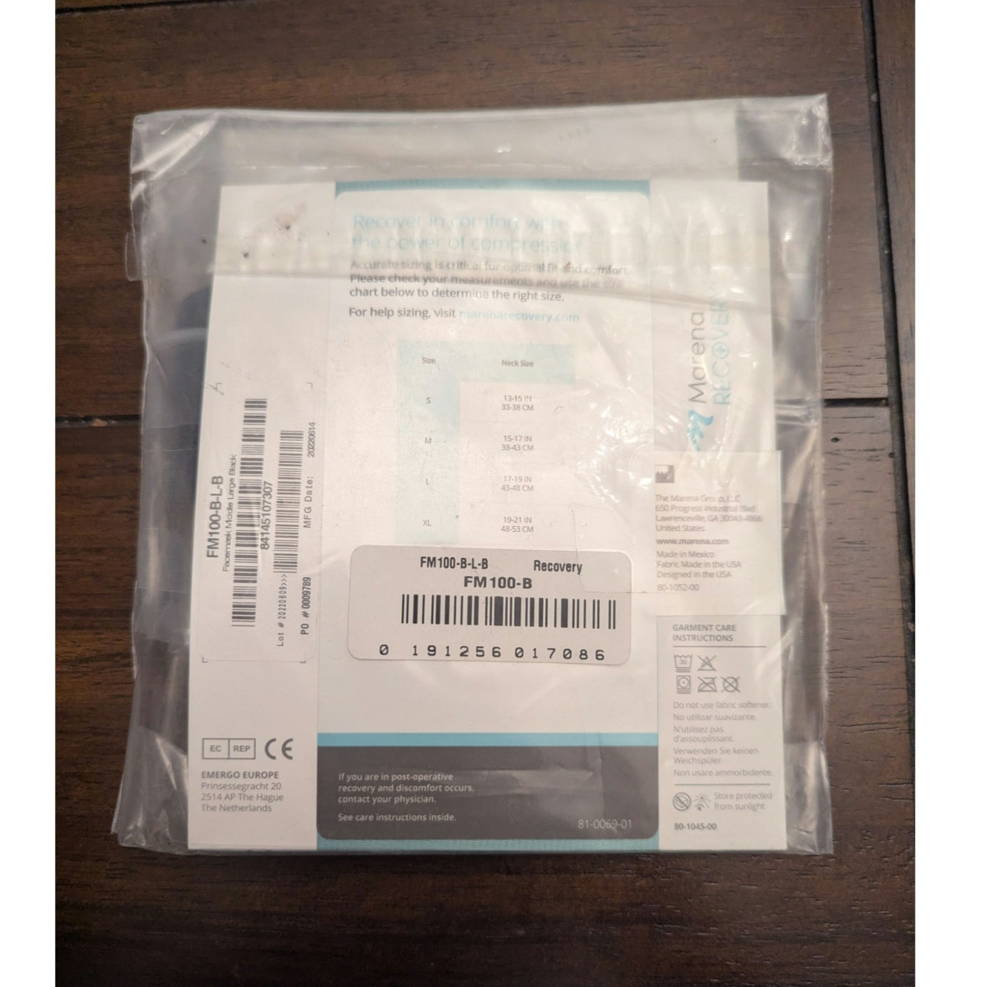 Marena Recovery Face Mask Minimal Coverage Mid Neck Black Large Fm 100-B — image 3 of 5